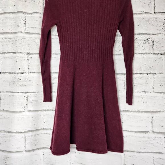 Club Monaco Womens Burgundy Knit Wool Blend Fit and Flare Sweater Dress Small - Picture 10 of 13